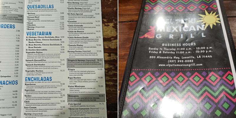 El Patio Mexican Restaurant Menu