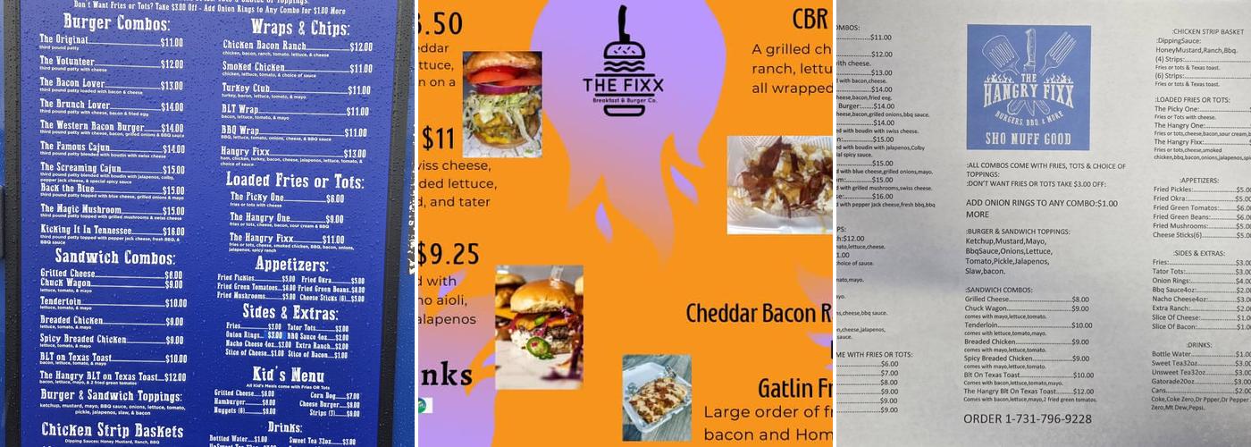 The Fixx Breakfast & Burger Company Menu