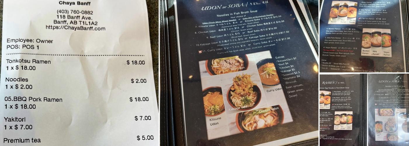Chaya Menu
