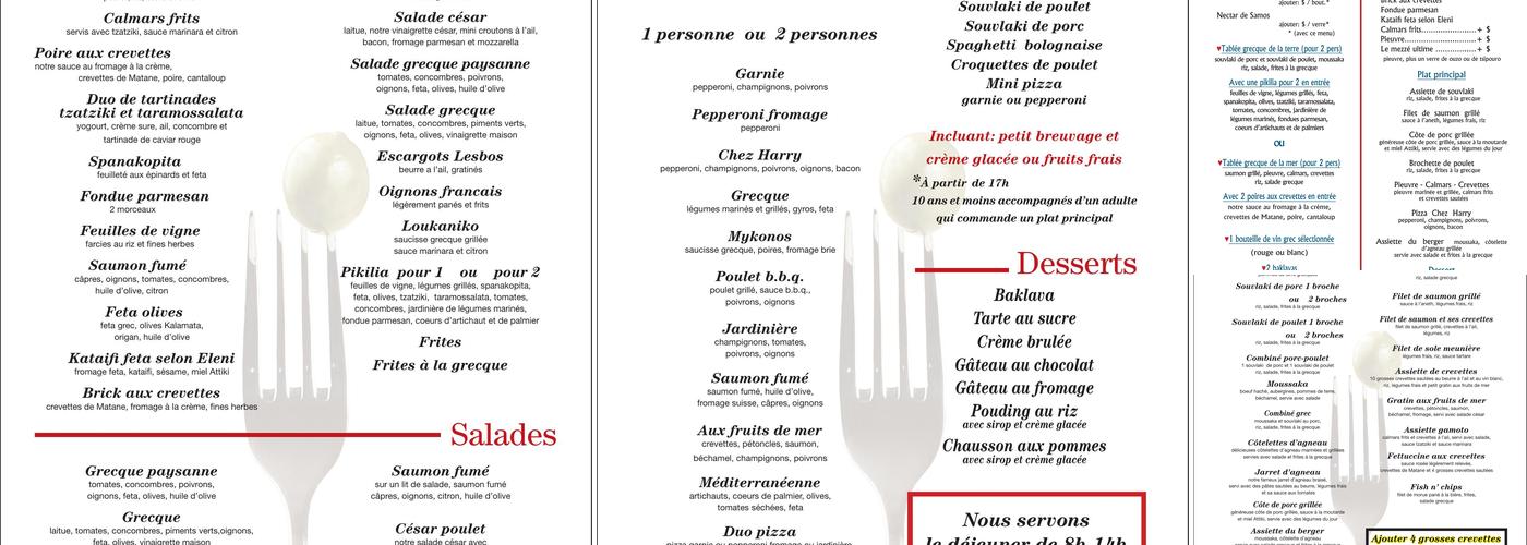 Restaurant Chez Harry Menu