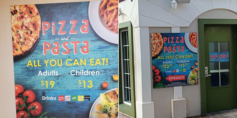 Fun Town Pizza & Pasta Buffet at Legoland Menu