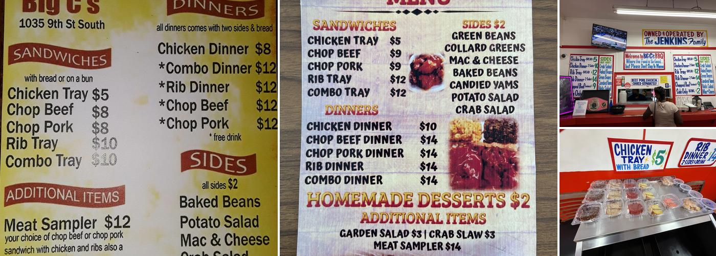Big C's Chopped BBQ Menu