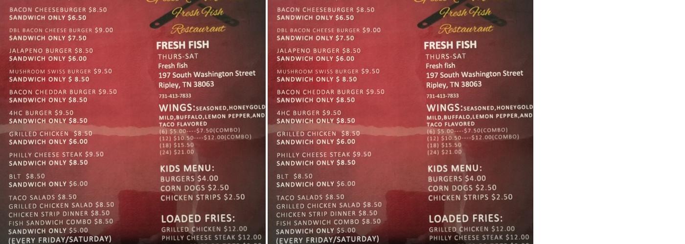 Fat Boy Enterprise Inc. Menu