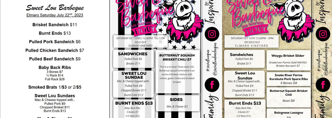 Sweet Lou Barbeque Menu