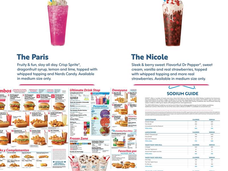 Sonic Drive-In Menu