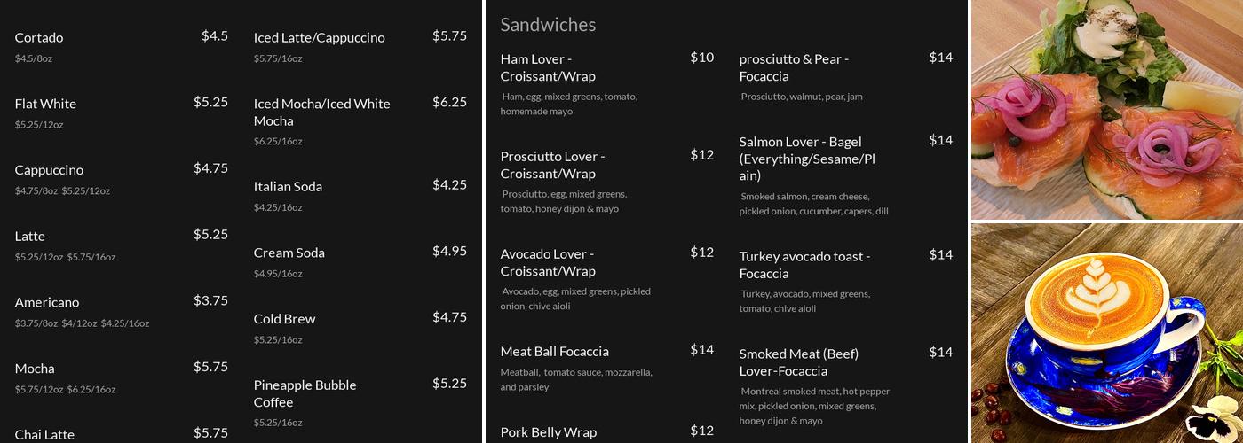 First Sight Coffee & Bar Menu