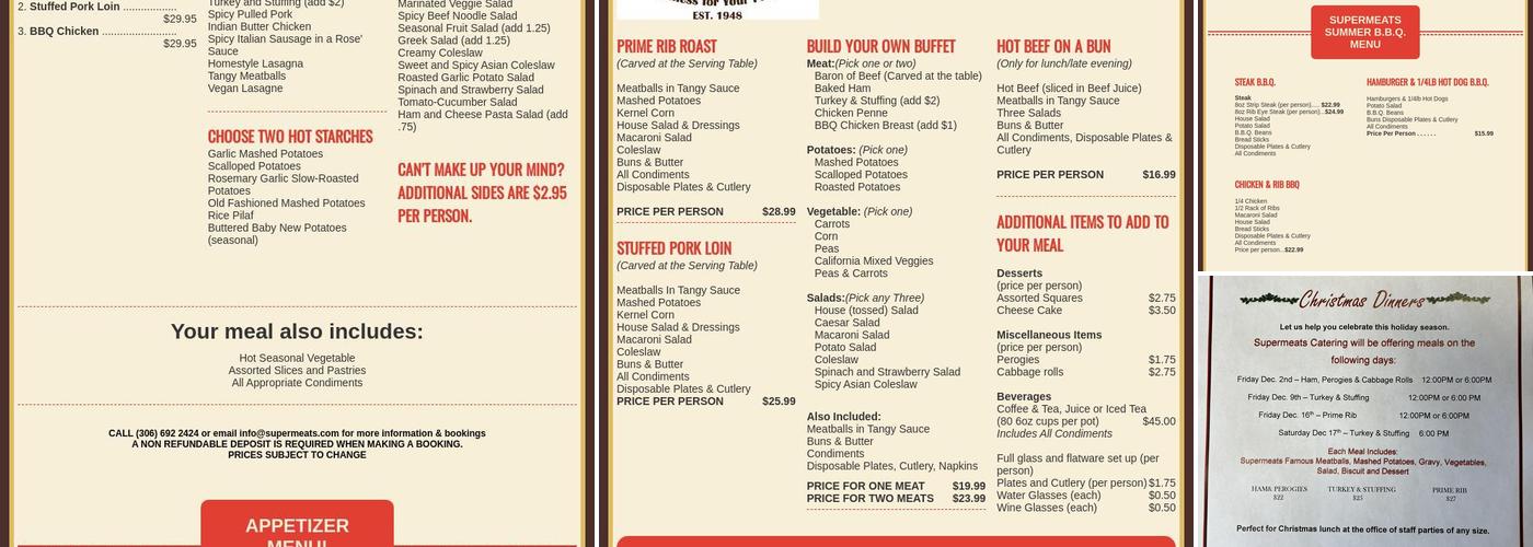 Super Meats Catering Menu