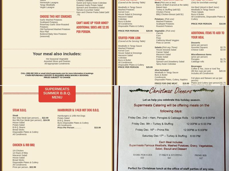 Super Meats Catering Menu