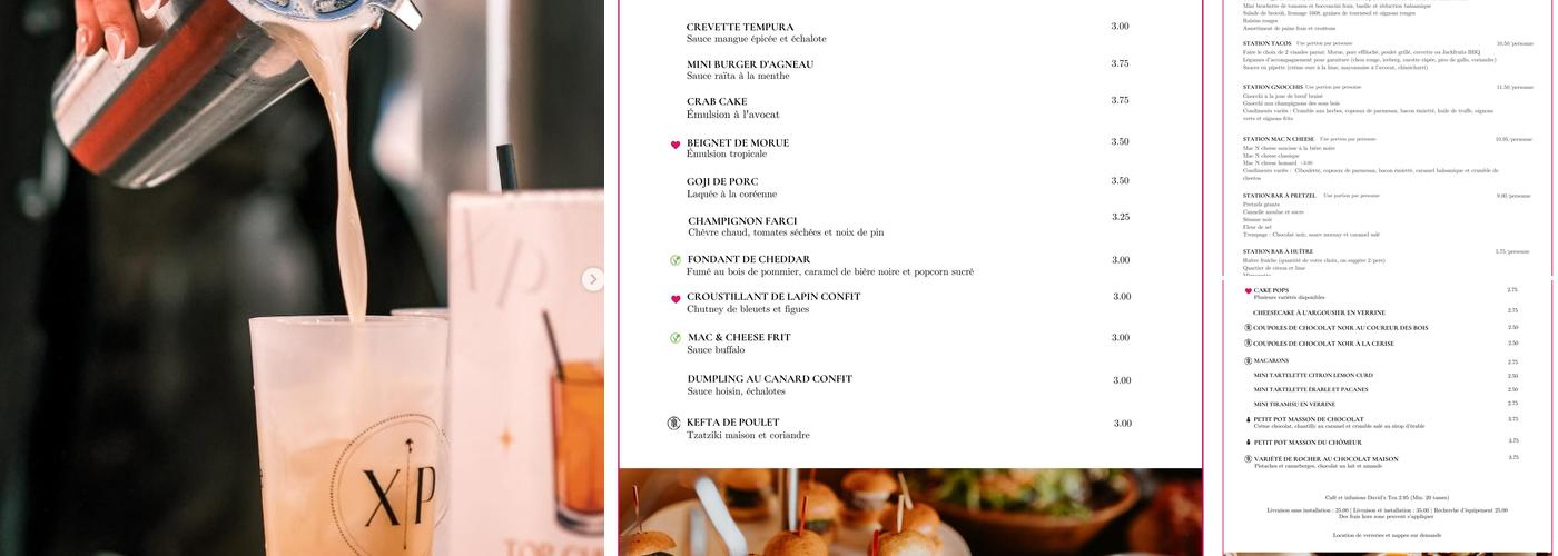 Expérience Cocktail Menu
