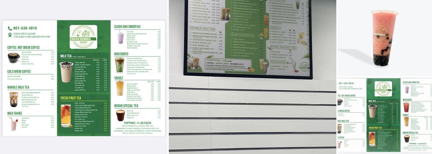 Fresh Bubble tea Menu