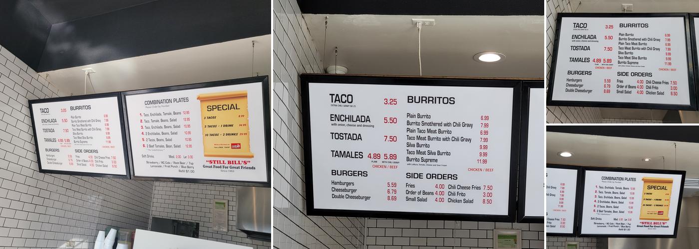 Bill's Taco Menu