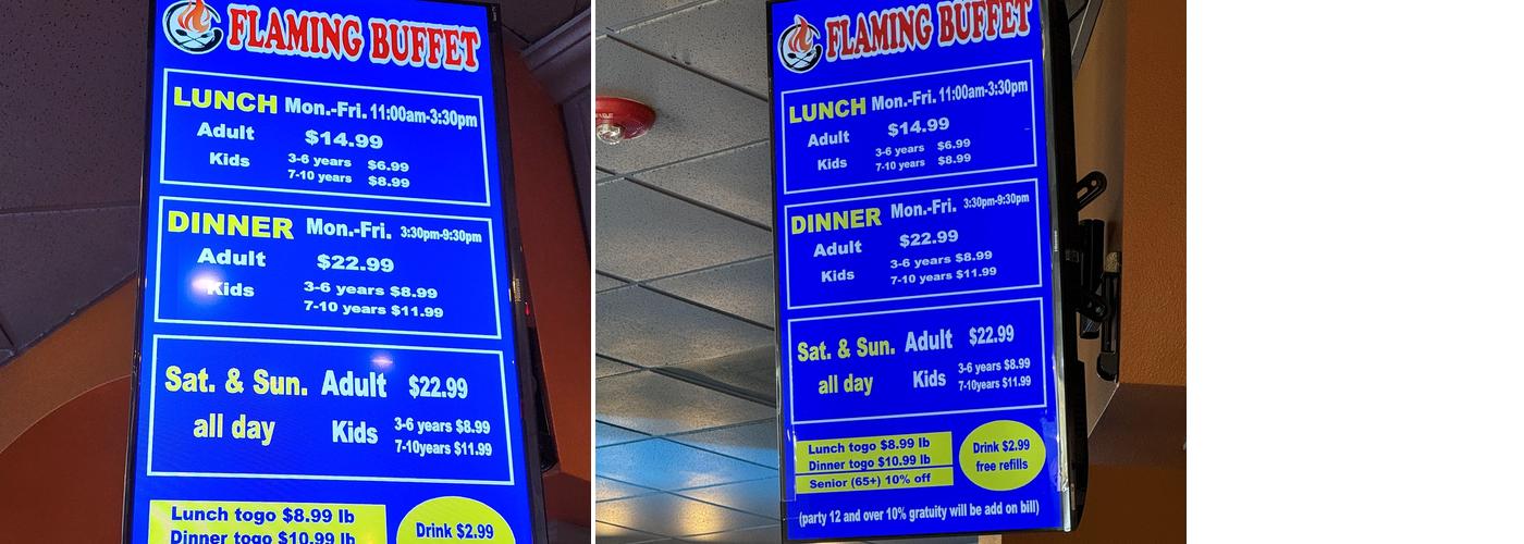 Flaming Buffet Menu