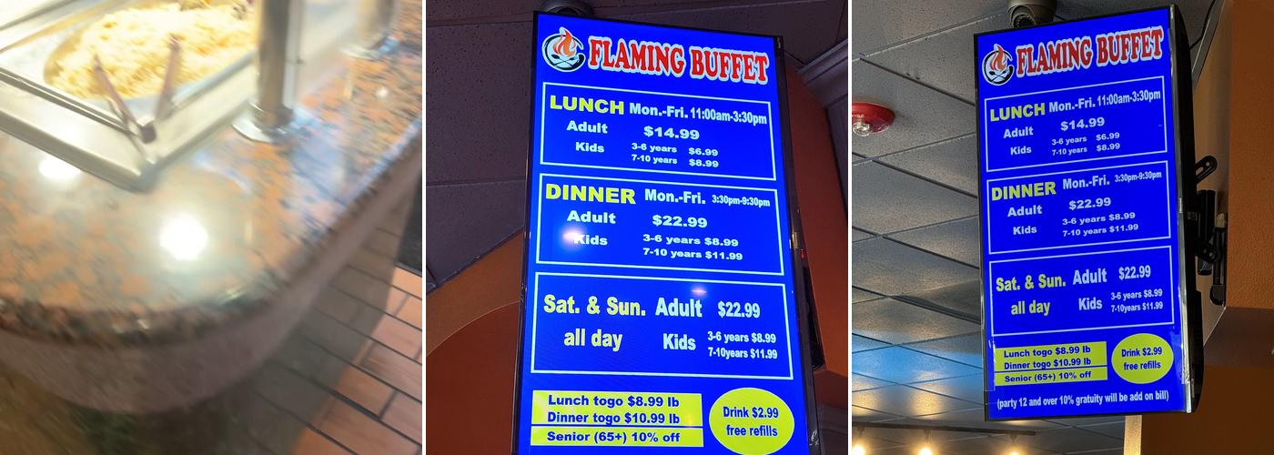 Flaming Buffet Menu