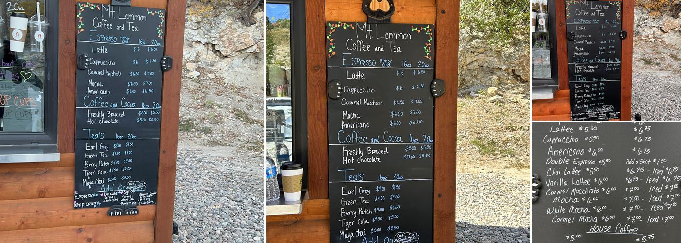 Mt Lemmon Coffee Bean Menu