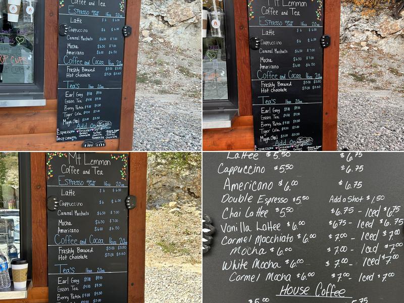Mt Lemmon Coffee Bean Menu