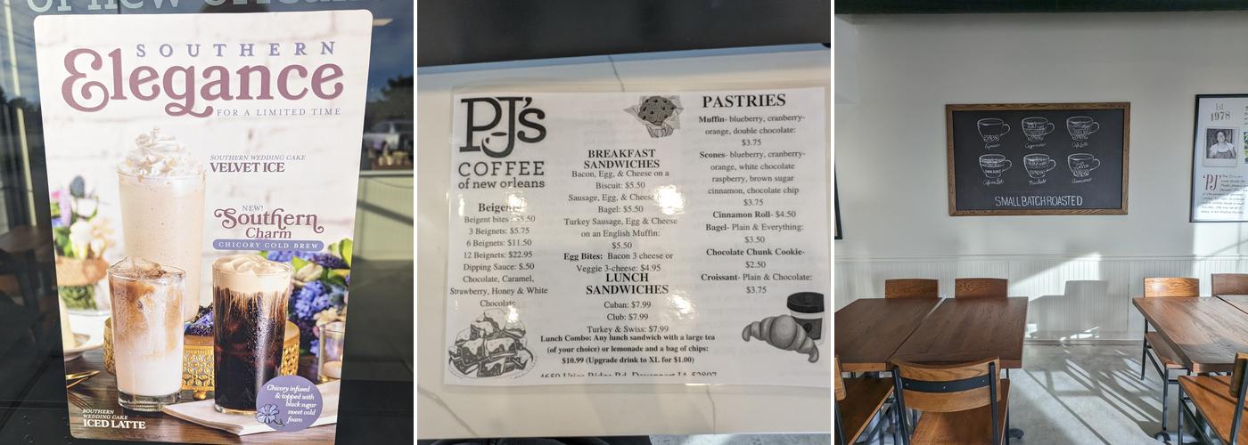 PJ's Coffee Menu