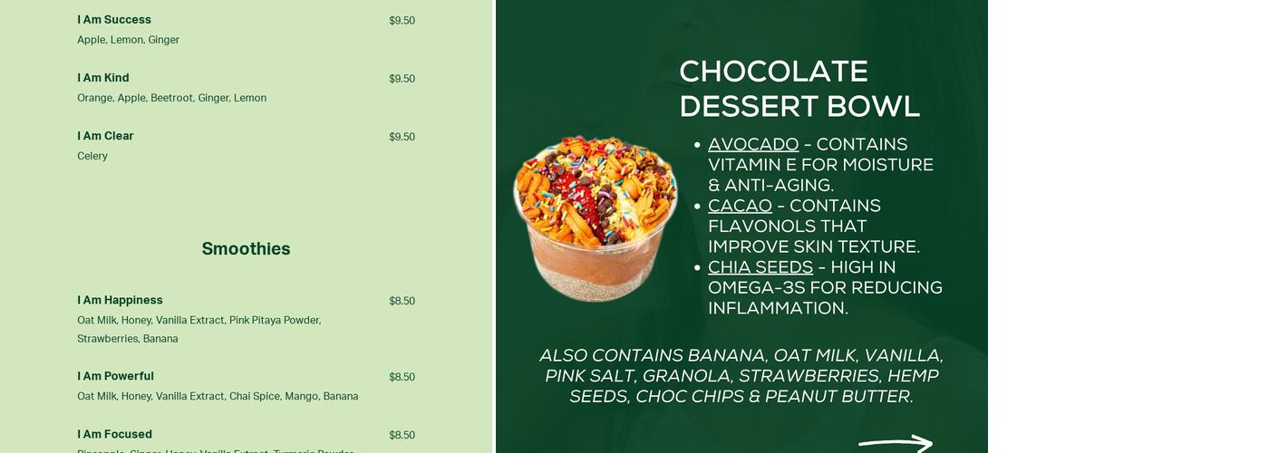 Fresh and Pressed Juice Menu