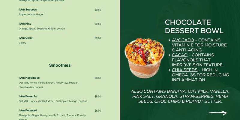 Fresh and Pressed Juice Menu