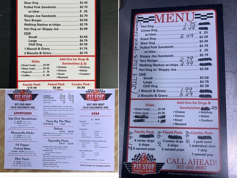 Pit Stop Pizza & Drive Thru Menu