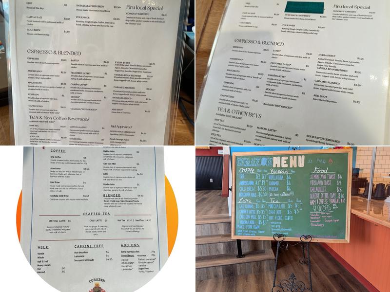 Corazon de Piru Menu