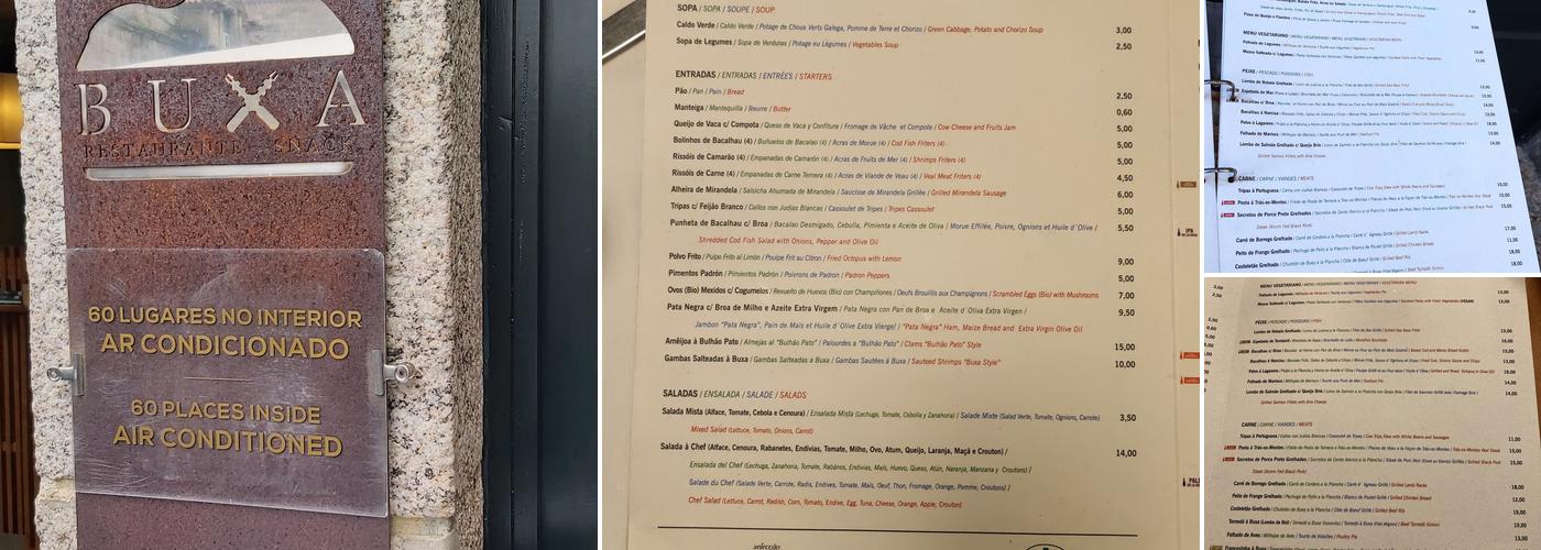 Buxa Menu