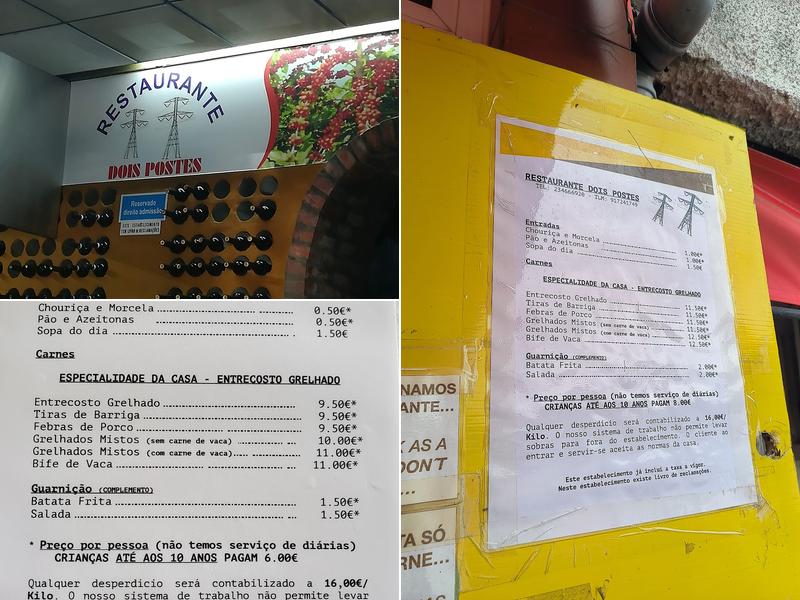 Restaurante Dois Postes Menu