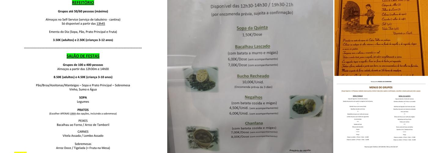 Museu da Chanfana Menu