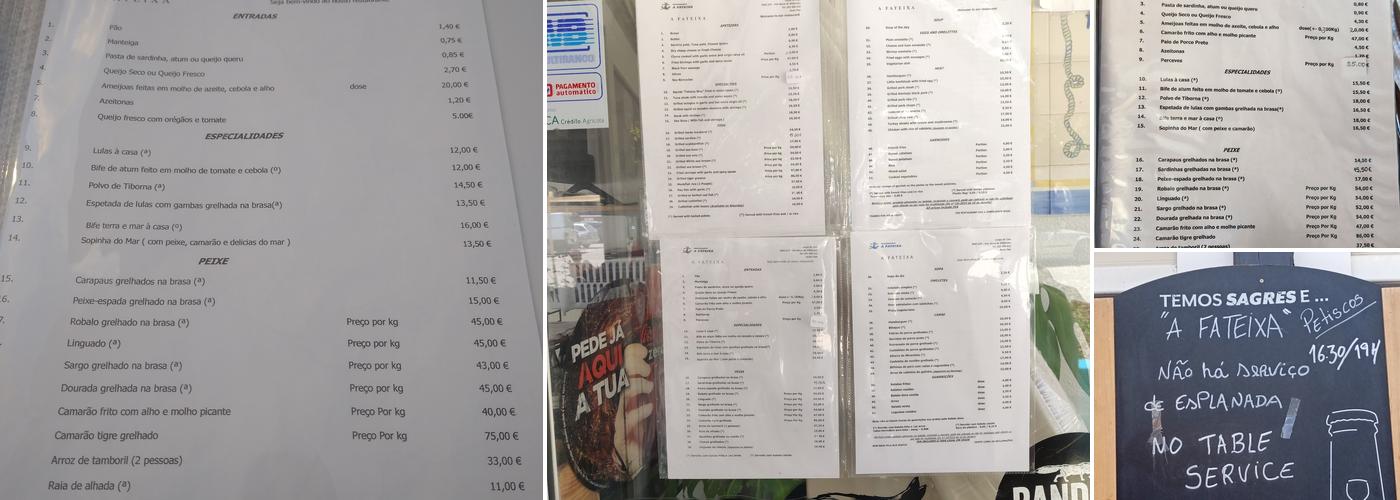 À Fateixa Menu