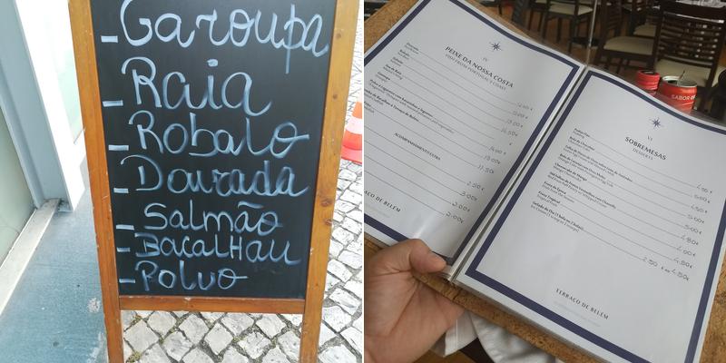 Terraço de Belém Menu