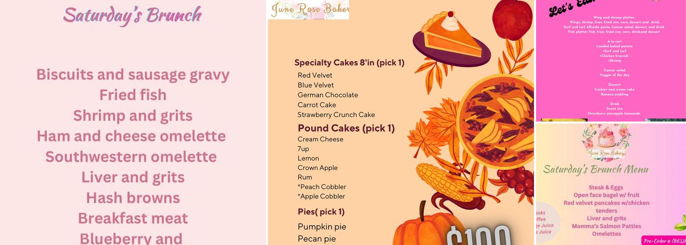 June Rose Bakery Menu