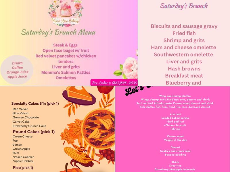 June Rose Bakery Menu