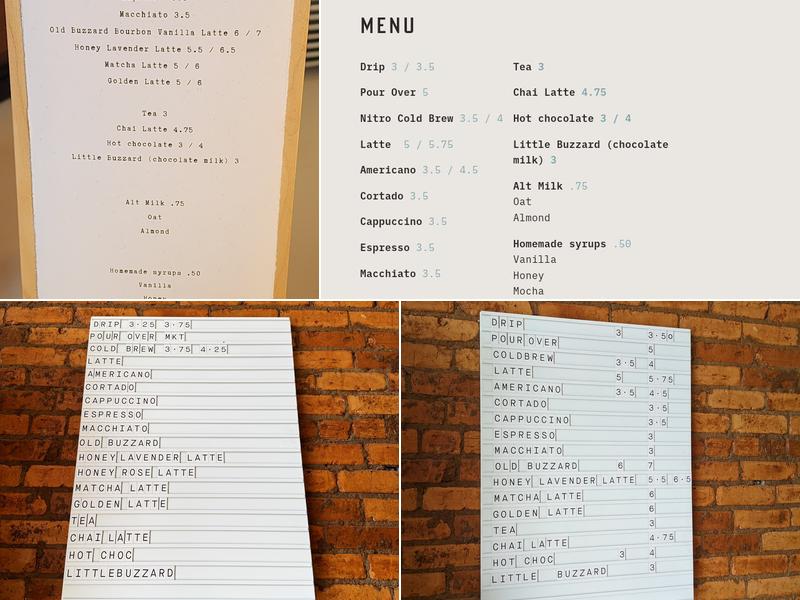 Buzzards Coffee Menu