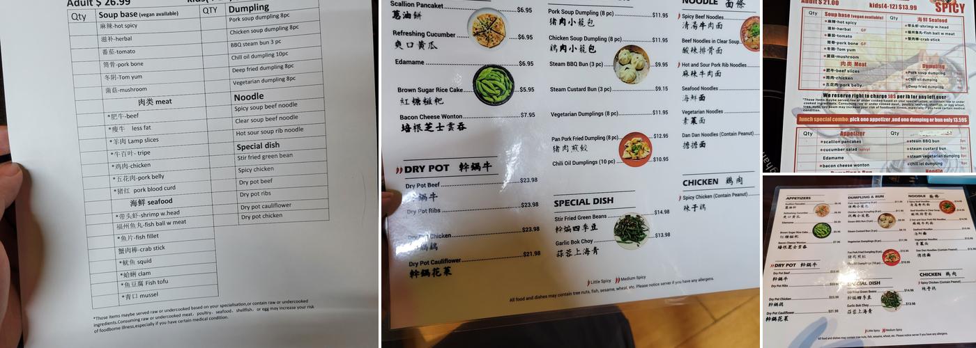 Yummy Hot Pot & Dumpling Menu
