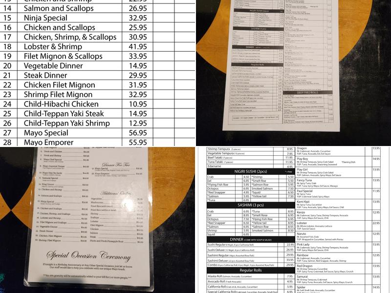 Sapporo Japanese Steakhouse & Sushi Bar & Alcohol Menu