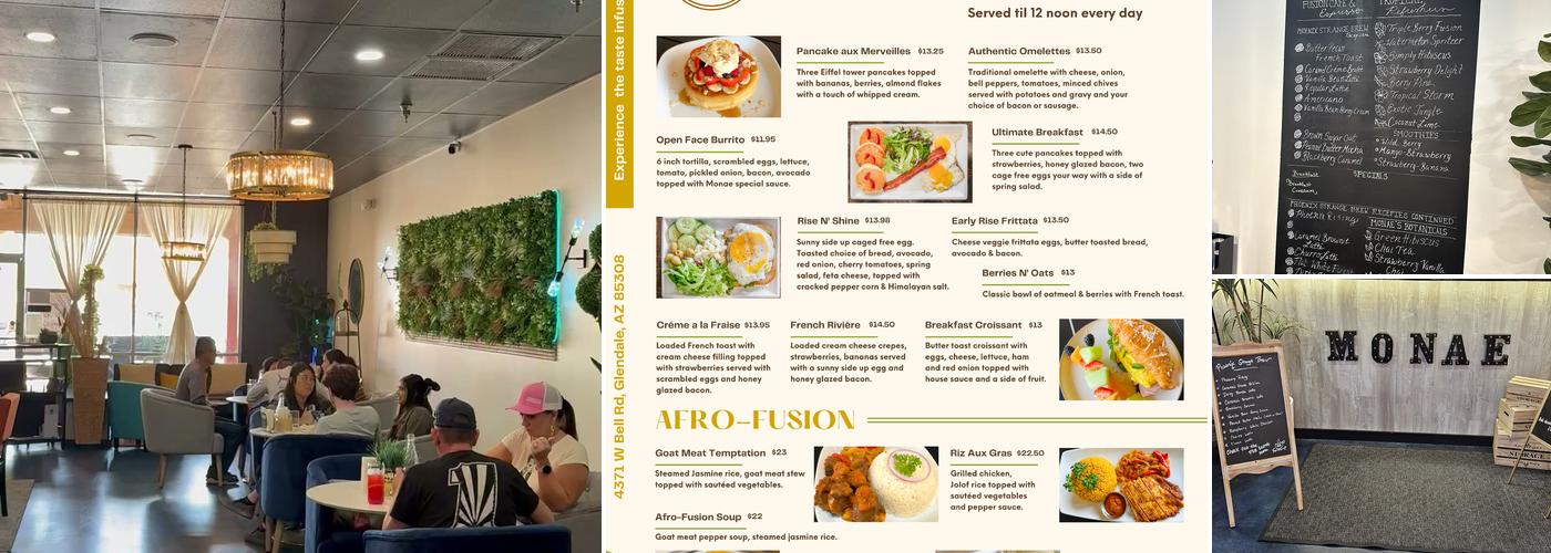 Monae Fusion Brunch Café Menu