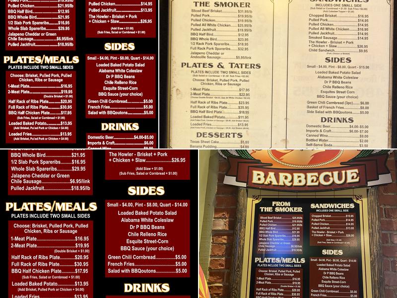 Cryin' Coyote Barbecue Menu