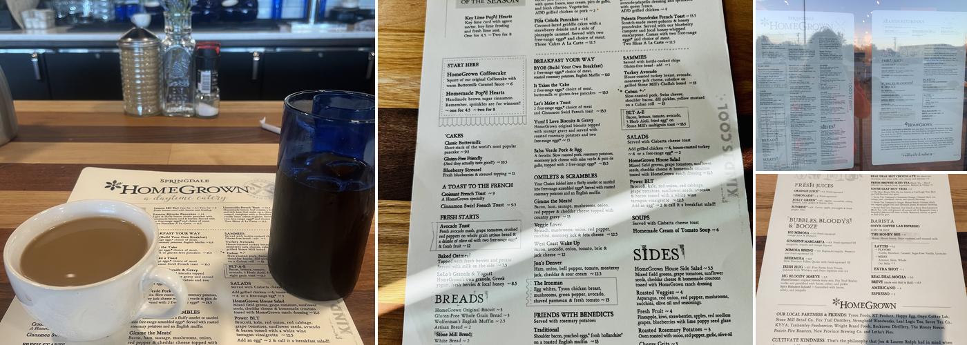 HomeGrown Springdale Menu