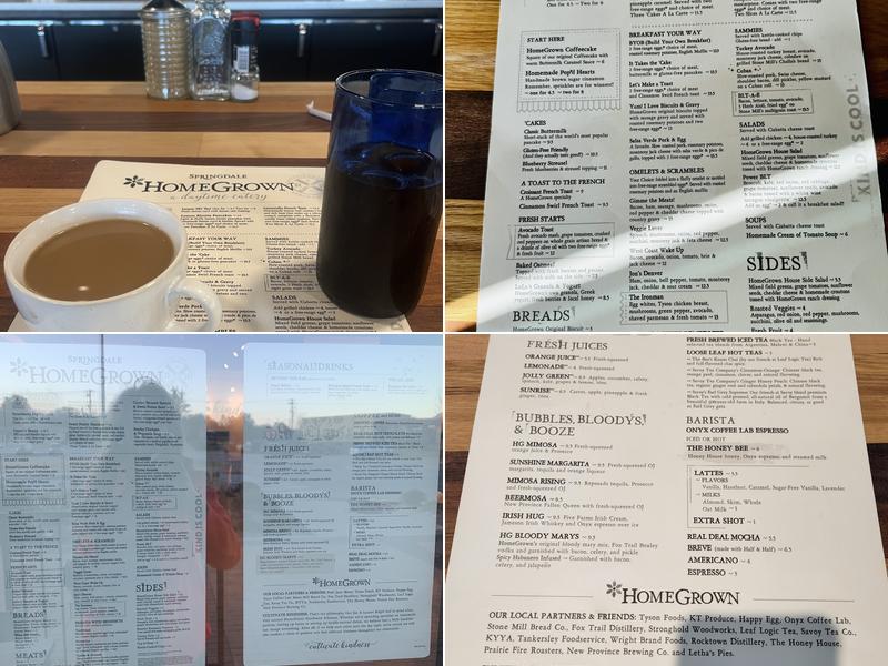 HomeGrown Springdale Menu
