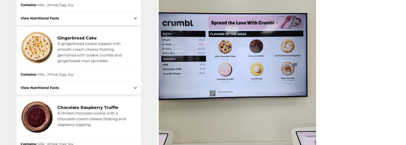 Crumbl - Merced Menu