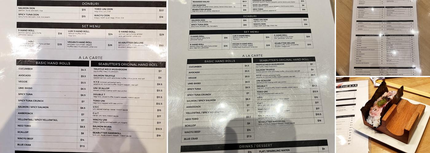 The Bar - Handrolls by Seabutter Menu