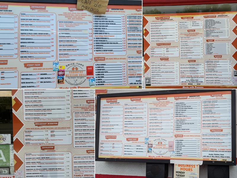 Habanero Mexican Grill Menu