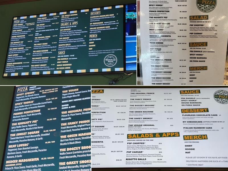 Prince St Pizza Menu