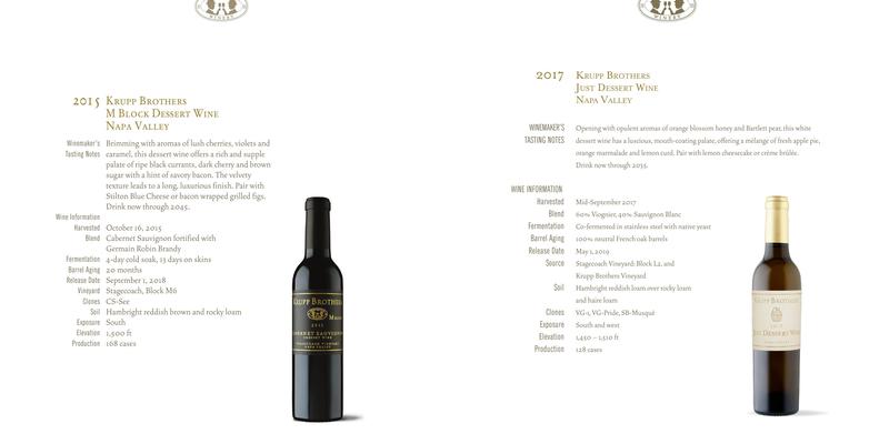 Krupp Brothers Winery and Estate Menu