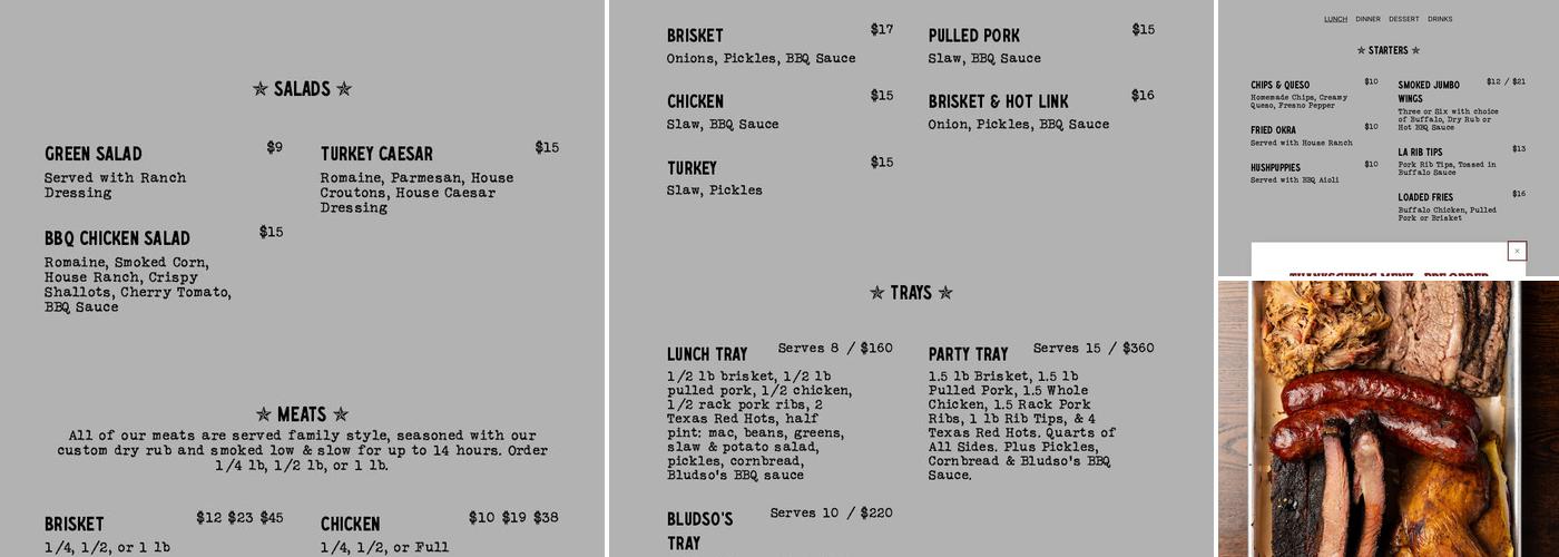 Bludso's BBQ Menu