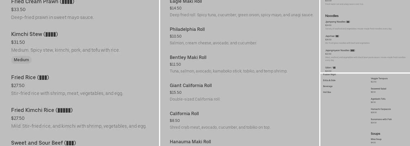 Far East + Kitchen Menu