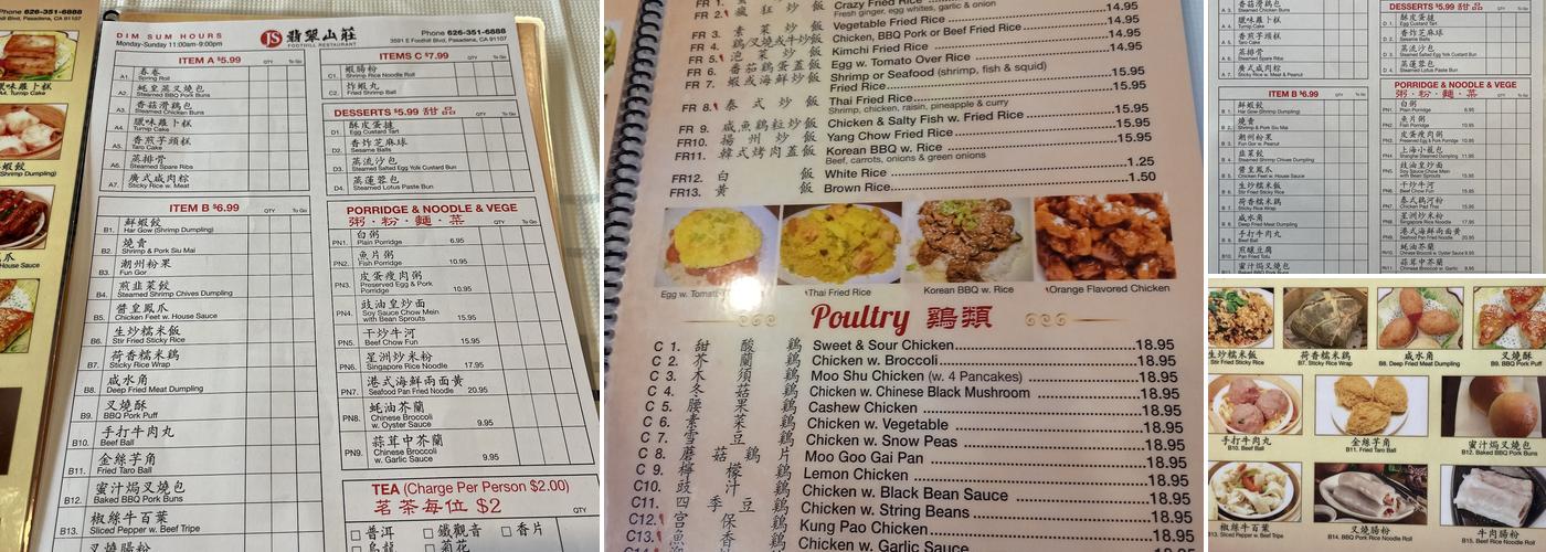 JS Foothill Restaurant Menu