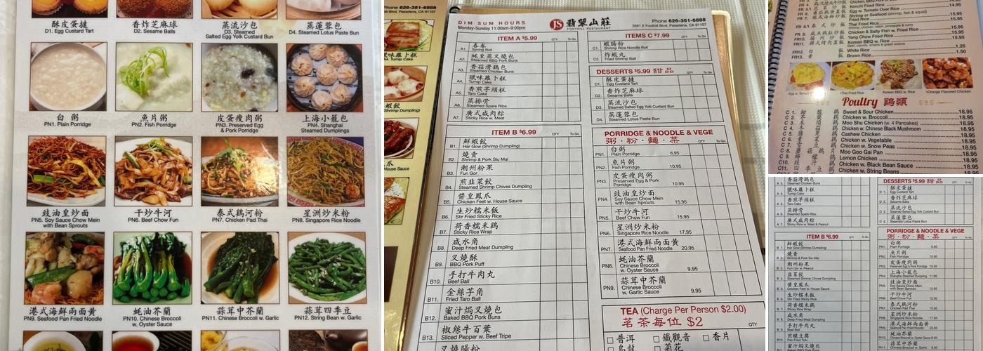 JS Foothill Restaurant Menu