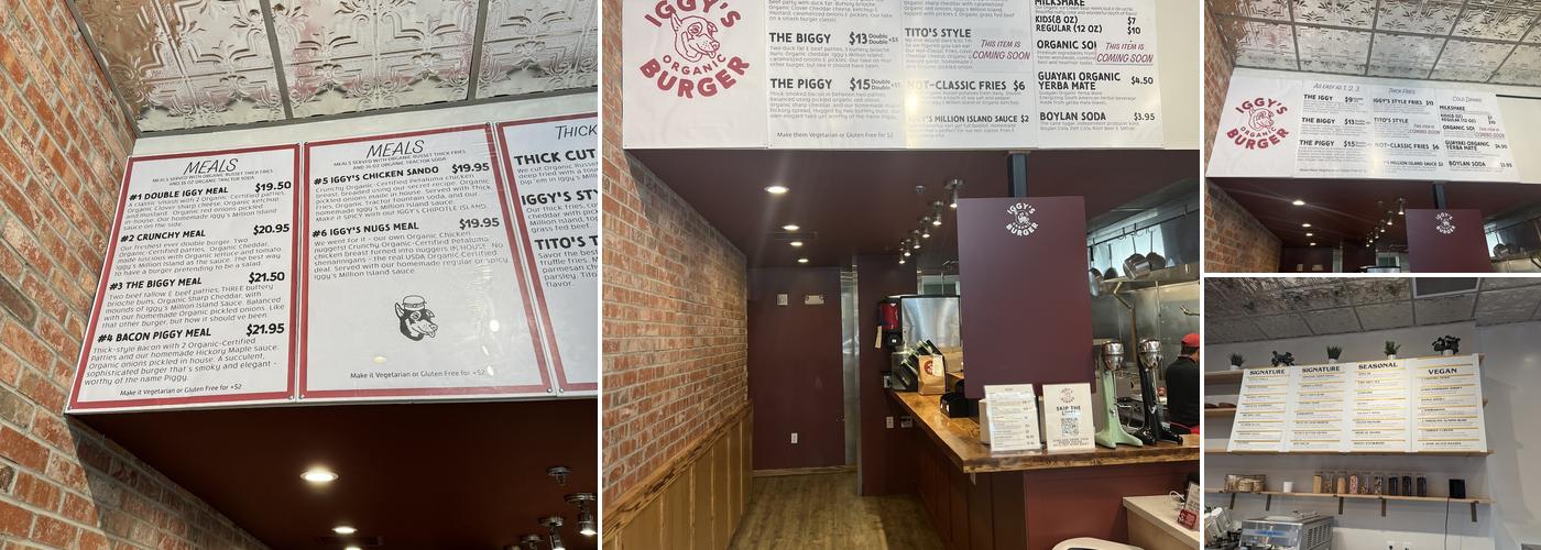 Iggy's Organic Burger Menu