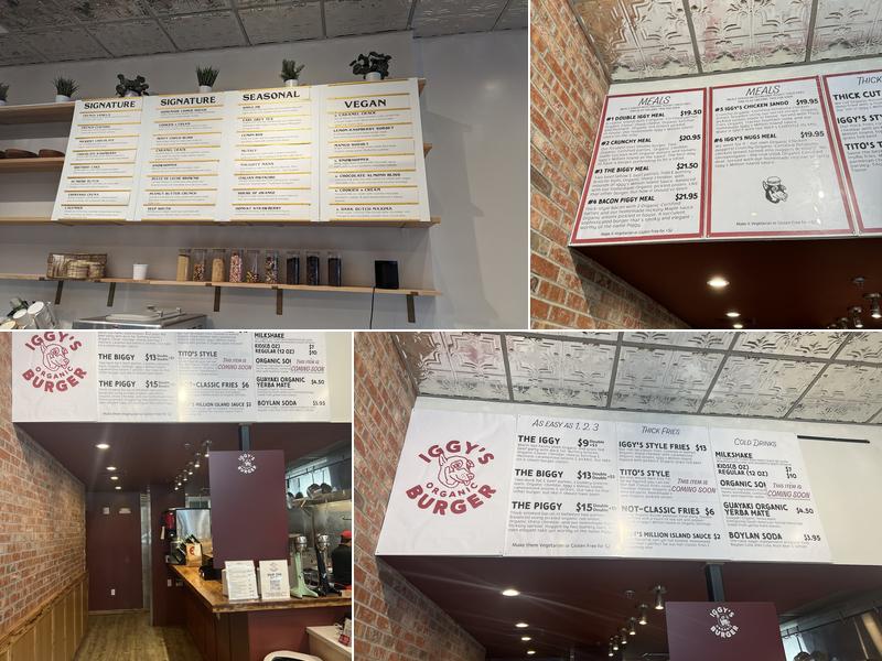Iggy's Organic Burger Menu