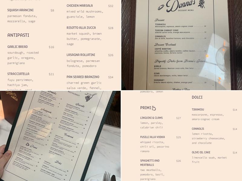 Donna's Menu